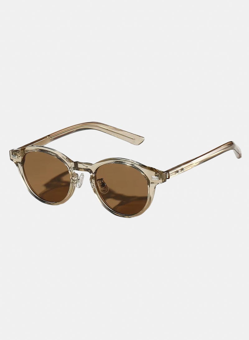korico Ocea Brown Full Rim Round Sunglasses - Image 1